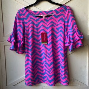 Lilly Pulitzer Bennet Blue Top Size XS Lulu Top